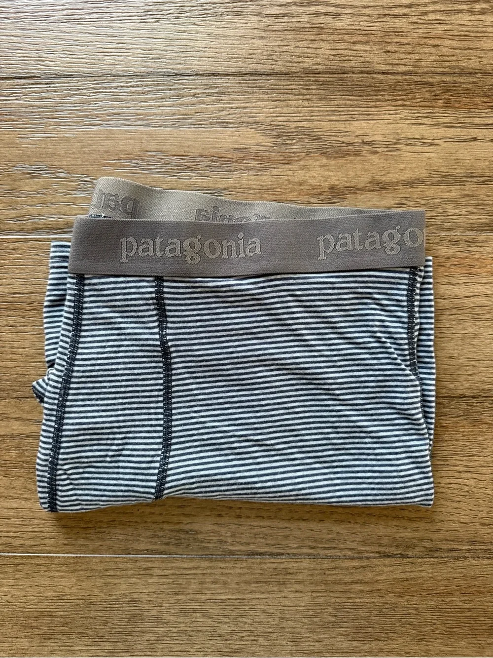 Patagonia Men's Brown and Gray Striped Boxer Briefs